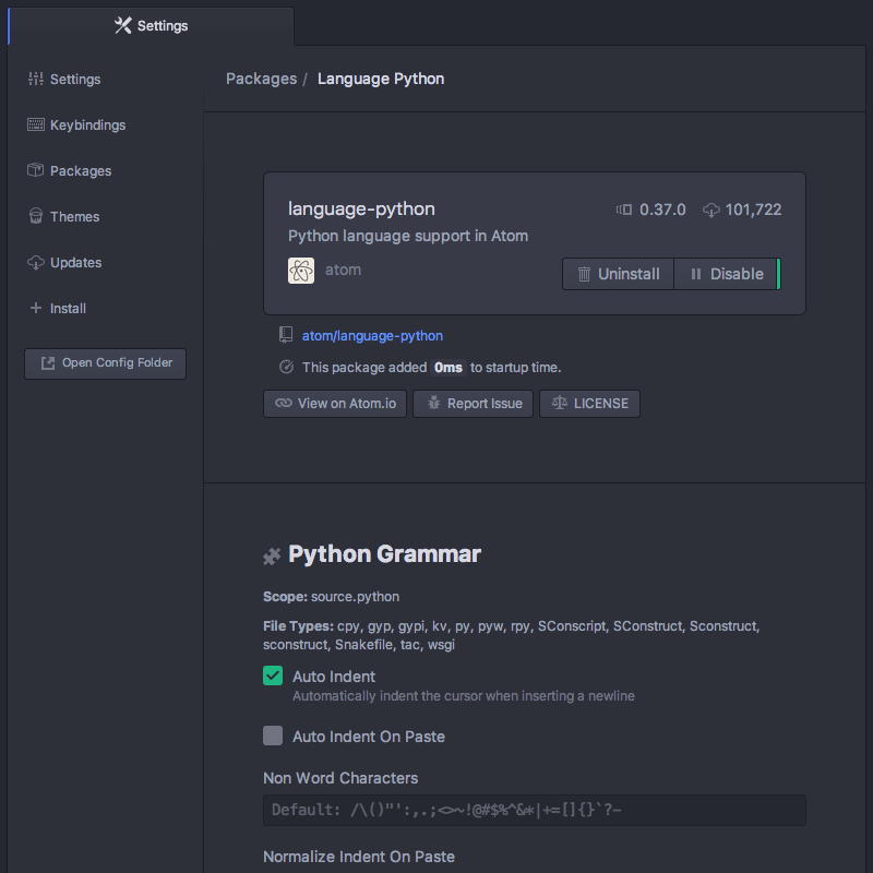 Python-specific settings